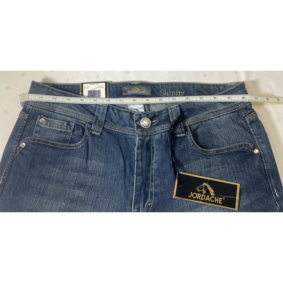 JORDACHE Women Skinny‎ Jeans 12 Waist Dark RHINESTONES festival BOHO NEW Rodeo - Picture 10 of 11